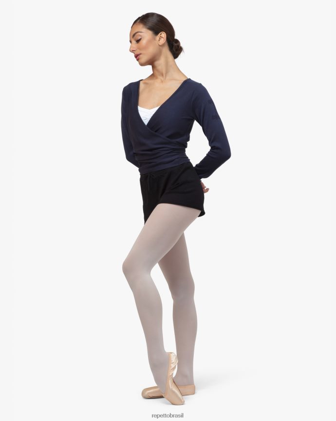 roupas br Repetto mulheres envoltório de malha azul da meia noite 8JZ2L8515