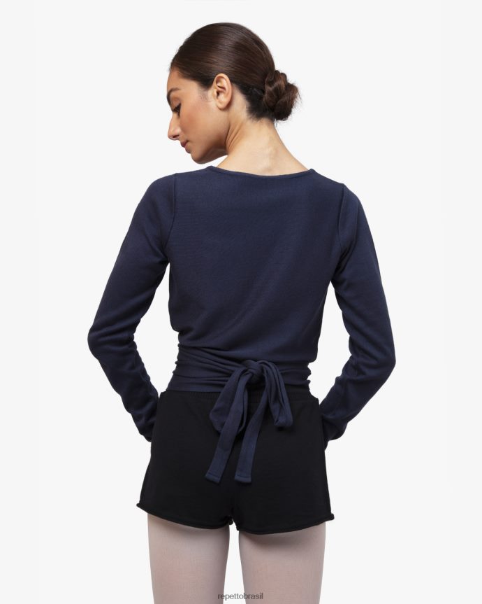 roupas br Repetto mulheres envoltório de malha azul da meia noite 8JZ2L8515