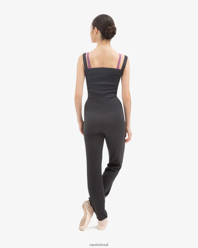 roupas br Repetto mulheres macacão com alças grandes cinza antracite 8JZ2L8530