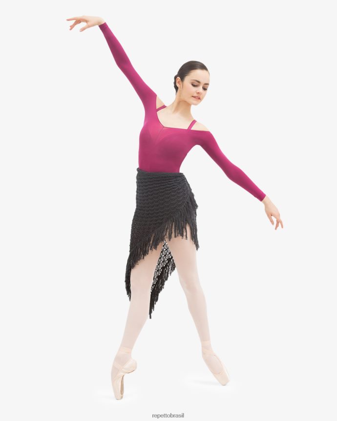 roupas br Repetto mulheres xale de tricô com franjas cinza antracite 8JZ2L8538