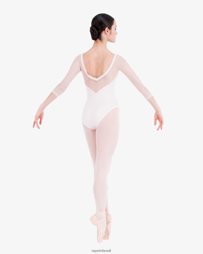 roupas br Repetto mulheres Collant manga 3/4 com renda pétala rosa 8JZ2L8441