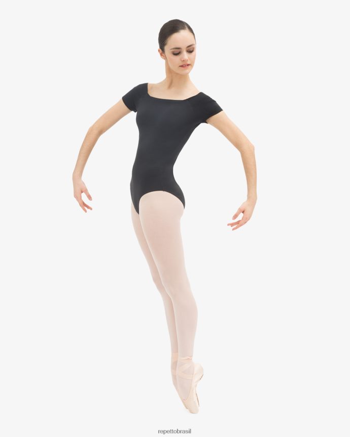 roupas br Repetto mulheres collant de manga curta preto 8JZ2L8483