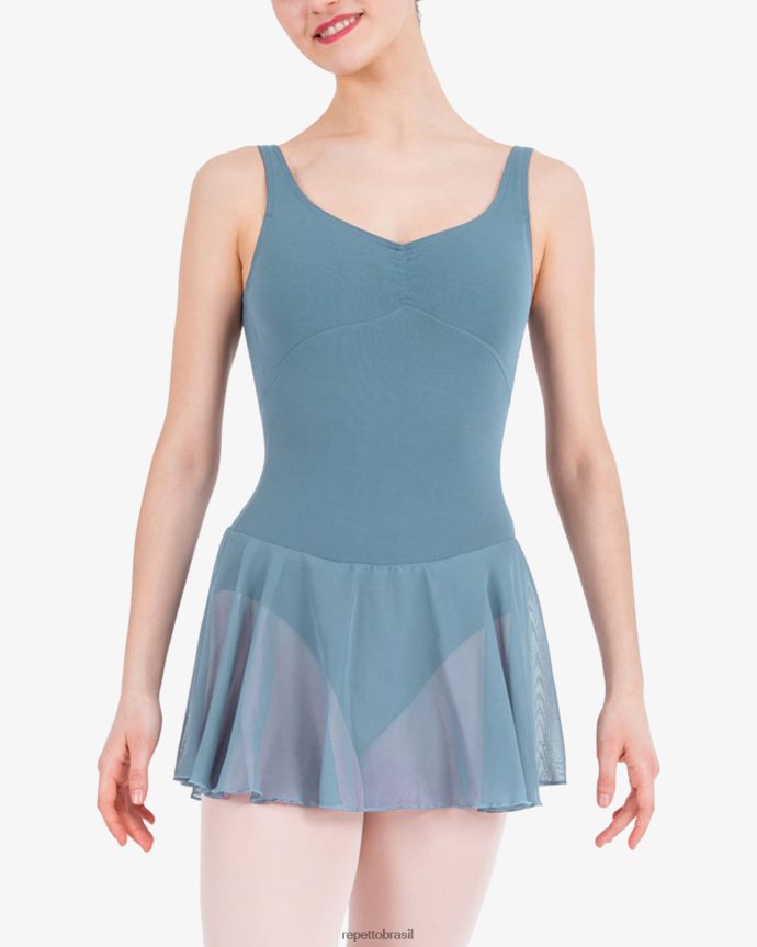 roupas br Repetto mulheres túnica de alças finas esmeralda azul 8JZ2L8462