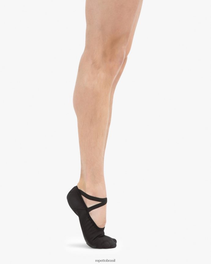 calçados br Repetto mulheres sapatilhas profissionais macias com sola dividida (largura grande) preto 8JZ2L8607