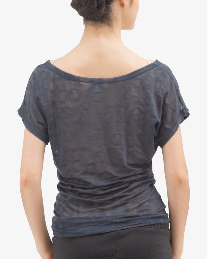roupas br Repetto mulheres camiseta transparente cinza antracite 8JZ2L8552
