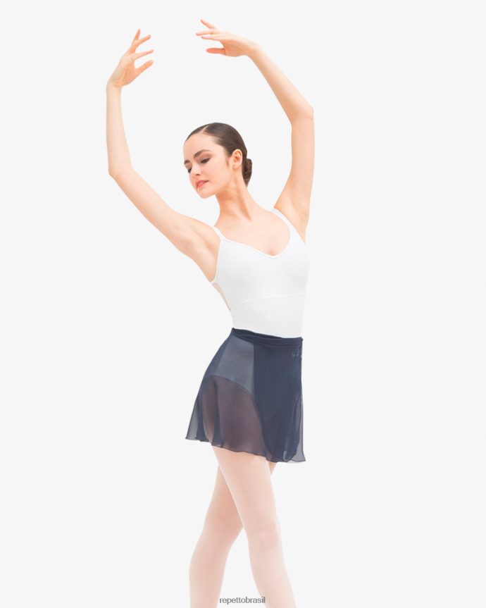 roupas br Repetto mulheres saia curta de chiffon azul da meia noite 8JZ2L8506