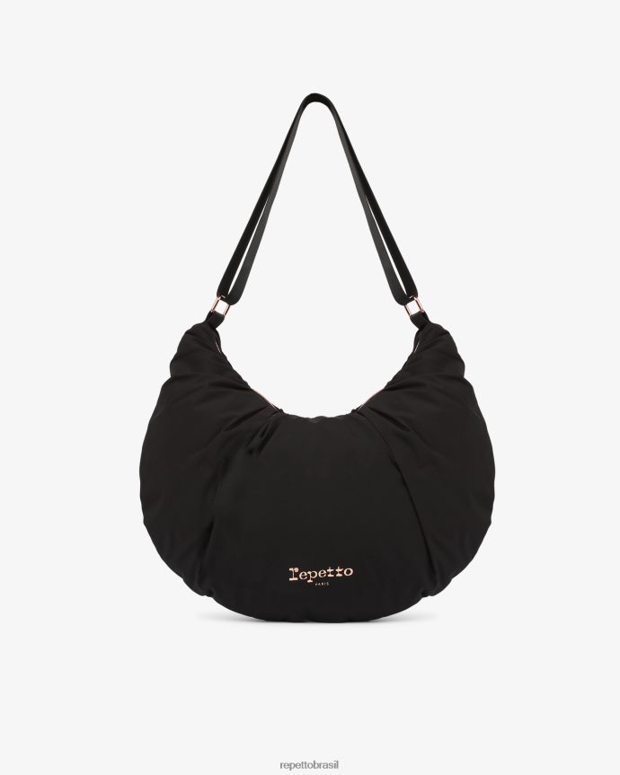 acessórios br Repetto mulheres bolsa meia lua de nylon acolchoada lune preto 8JZ2L8427