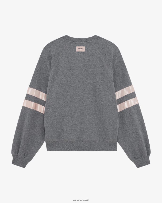 roupas br Repetto mulheres moletom de cetim cinza claro manchado 8JZ2L8351