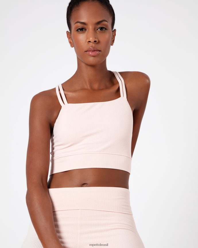 roupas br Repetto mulheres sutiã canelado com alças finas pétala rosa 8JZ2L8304