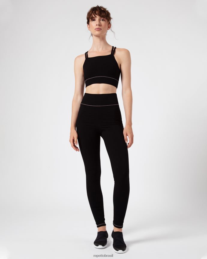 roupas br Repetto mulheres sutiã canelado com alças finas preto 8JZ2L8302