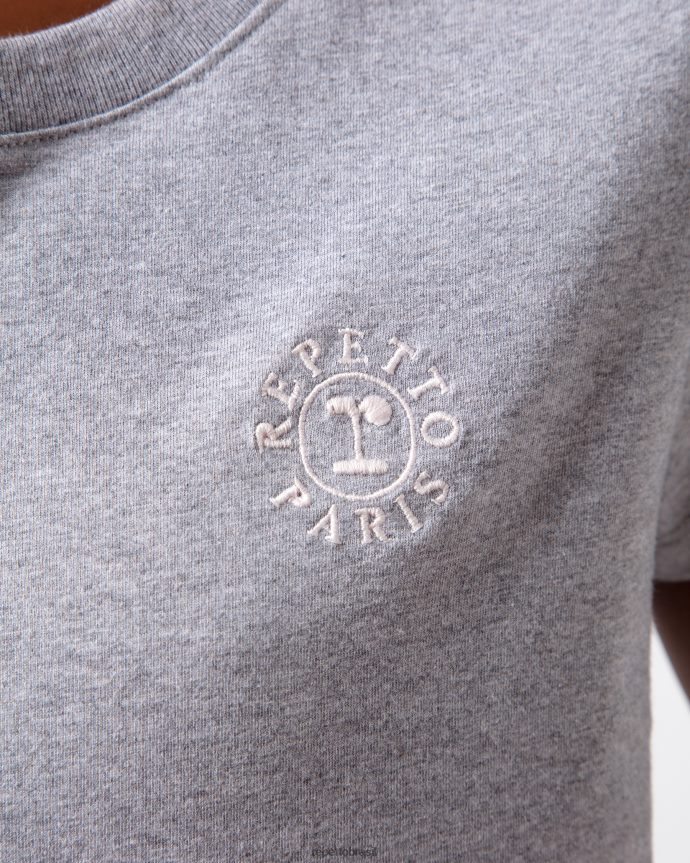 roupas br Repetto mulheres camiseta com logo r cinza claro manchado 8JZ2L8316