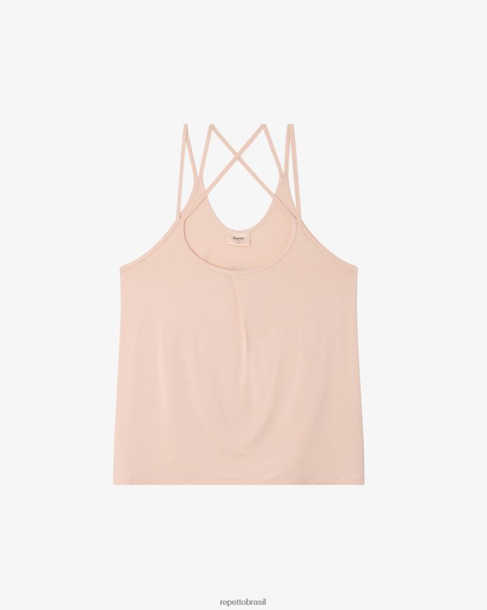 roupas br Repetto mulheres regata de alças finas de estúdio pétala rosa 8JZ2L8326