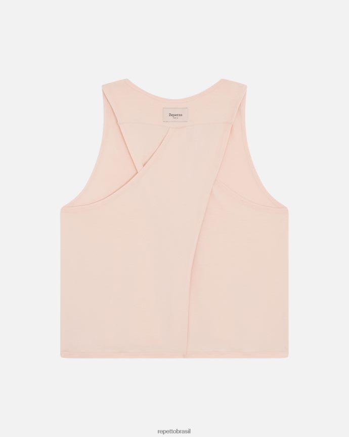 roupas br Repetto mulheres regata drapeada de estúdio pétala rosa 8JZ2L8329