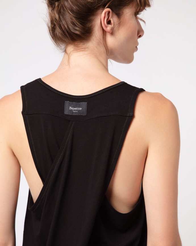roupas br Repetto mulheres regata drapeada de estúdio preto 8JZ2L8339