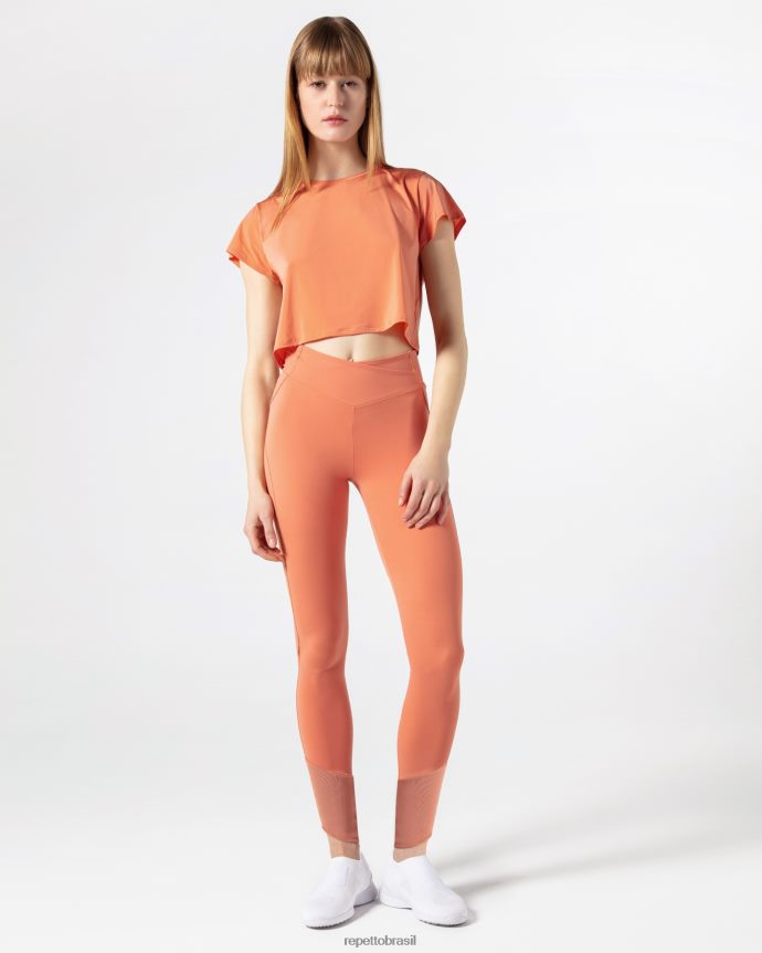 roupas br Repetto mulheres top cropped de seda ativo laranja bronze 8JZ2L8330