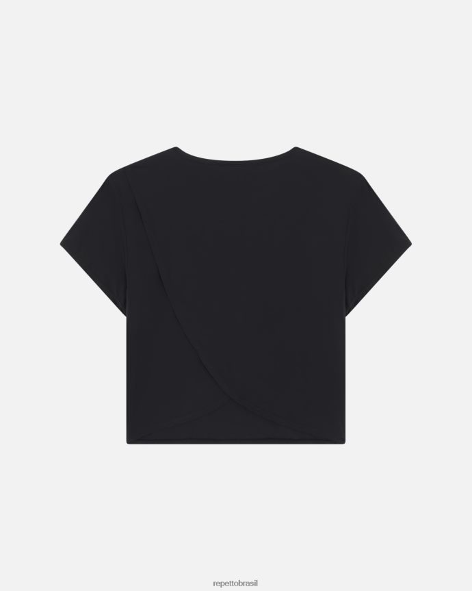 roupas br Repetto mulheres top cropped de seda ativo preto 8JZ2L8331
