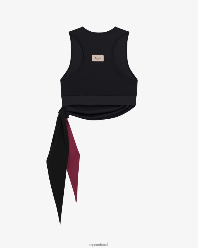 roupas br Repetto mulheres top para amarrar preto 8JZ2L8317