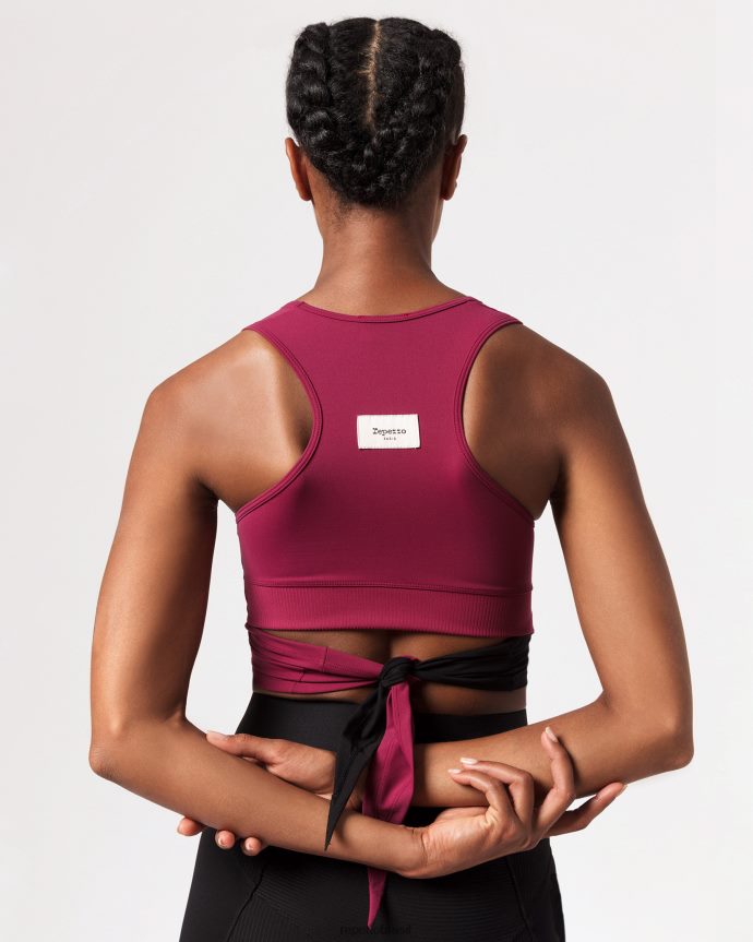 roupas br Repetto mulheres top para amarrar vermelho bordô 8JZ2L8318