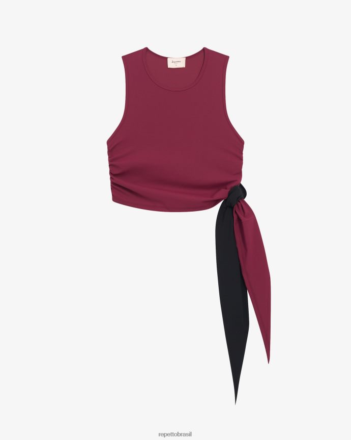 roupas br Repetto mulheres top para amarrar vermelho bordô 8JZ2L8318