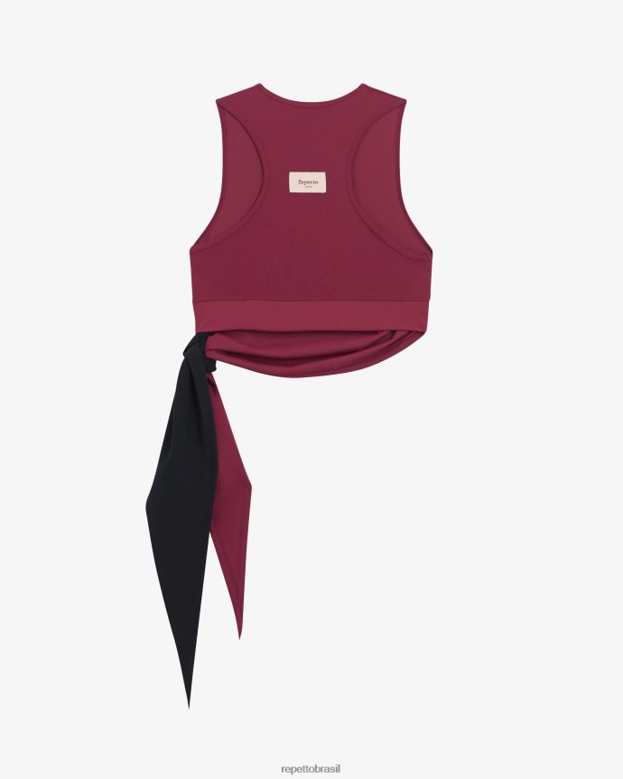 roupas br Repetto mulheres top para amarrar vermelho bordô 8JZ2L8318