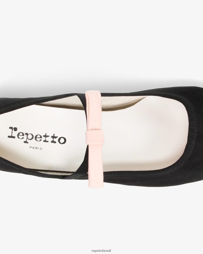 calçados br Repetto mulheres guillemette mary janes - cetim preto e rosa icônico 8JZ2L8152