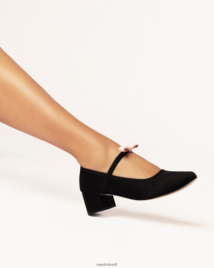 calçados br Repetto mulheres guillemette mary janes - cetim preto e rosa icônico 8JZ2L8152