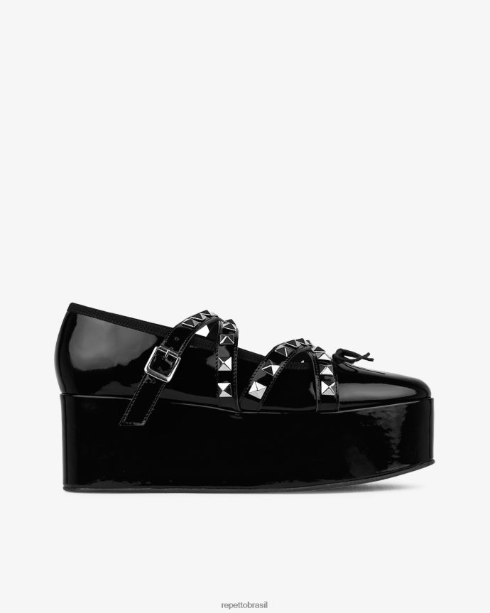 calçados br Repetto mulheres x noir kei ninomiya - plataforma mary janes com alça cravejada preto 8JZ2L8182